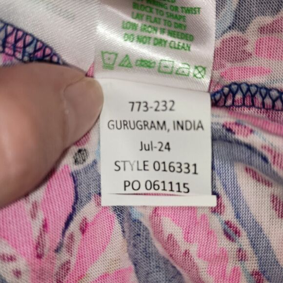 Lilly Pulitzer Emery Dress Medium Multi Pink Navy Flitting About Knit 3/4 Sleeve - Picture 8 of 9